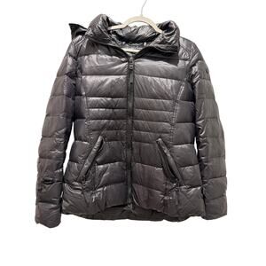 Andrew Marc Women's Black Puffer Jacket 650 Fill Power, Duck Down Coat Medium